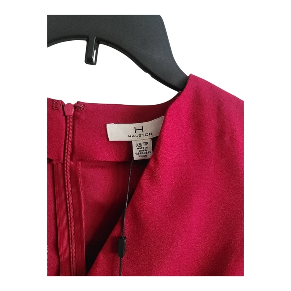 Halston Red Long Sleeve V-Neck Wrap Dress| Size XS - Picture 6 of 11